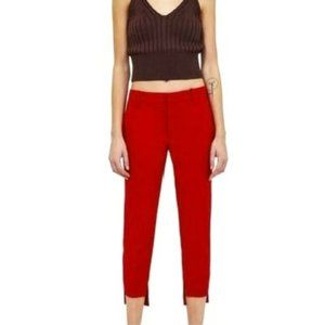 NWT Zara Red Asymmetric Hem Cotton Blend Capri Trousers Pants. 6